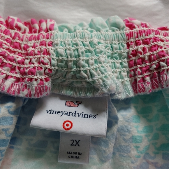 Vineyard Vines Patchwork well off the shoulder short sleeves dress Sz.2X - Picture 5 of 7